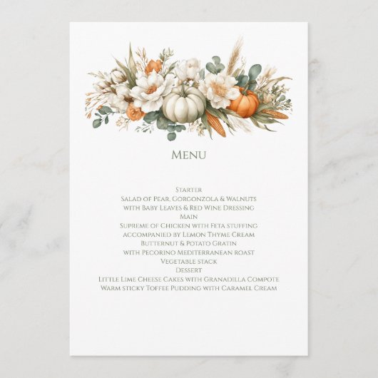 Boho Autumn Floral Arrangement menu (Devant)