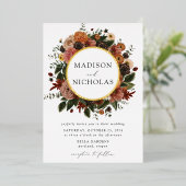 Boho Autumn Floral Lijst Wedding Folie Folie Uitnodiging (Staand Voorkant)