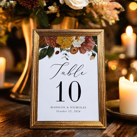 Boho Autumn Floral Personalized Wedding Kaart