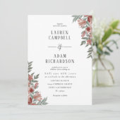 Boho Autumn Floral Terracotta Wedding Kaart (Staand voorkant)