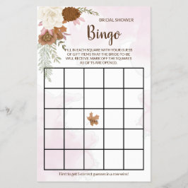 Boho Autumn Floral Vrijgezellenfeest Bingo Game Ka Flyer