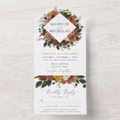 Boho Autumn Floral Wedding All In One Uitnodiging (Binnen)