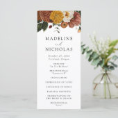 Boho Autumn Floral Wedding Ceremony Programma (Staand voorkant)