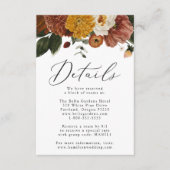 Boho Autumn Floral Wedding Guest Details Informatiekaartje (Voorkant)