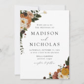 Boho Autumn Floral Wedding Kaart (Voorkant)