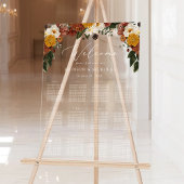 Boho Autumn Floral Wedding Seating Chart Acryl Bord