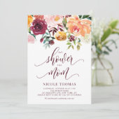 Boho Autumn Flowers Garland Script Baby shower Kaart (Staand voorkant)