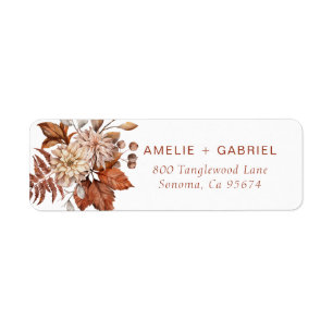 Boho Autumn Flowers gebladerte paar Etiket