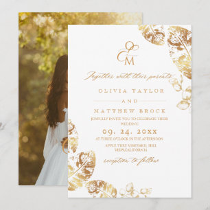 Boho Autumn Leafs Botanische bruiloft Kaart