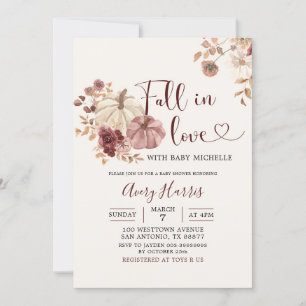 Boho Autumn Pumpkin Floral Herfst in Love Invitati Kaart