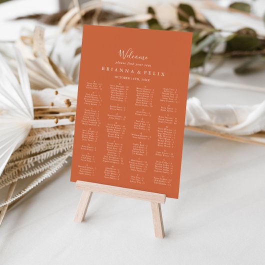Boho Autumn Wedding Alfabetical Seating Chart Poster