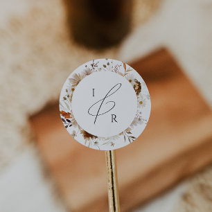 Boho Autumn Wildflower Afdichting monogram envel Ronde Sticker
