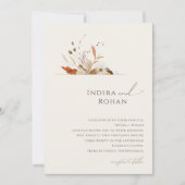 Boho Autumn Wildflower | Beige bruiloft Kaart (Voorkant)