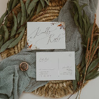 Boho Autumn Wildflower | Beige bruiloft RSVP