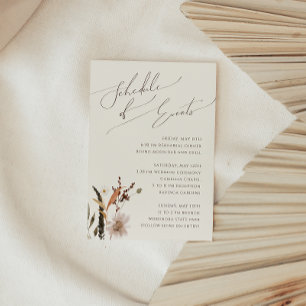 Boho Autumn Wildflower   Beige Evenementenschema Informatiekaartje
