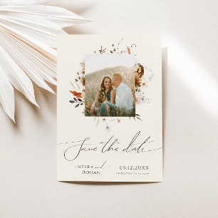 Boho Autumn Wildflower Beige Foto Lijst Save The Date