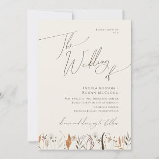 Boho Autumn Wildflower | Beige Het huwelijk van Kaart