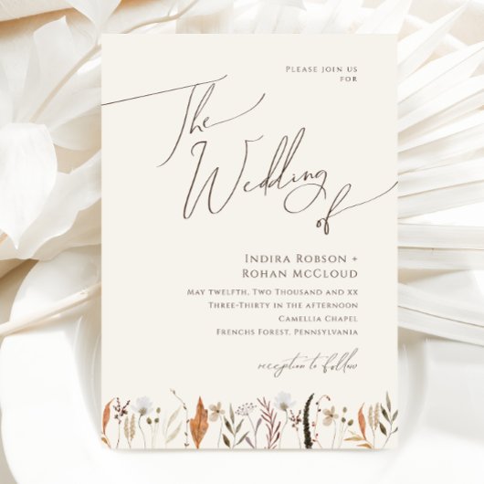 Boho Autumn Wildflower | Beige Het huwelijk van Kaart