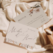 Boho Autumn Wildflower Beige Matron of Honor Kaart