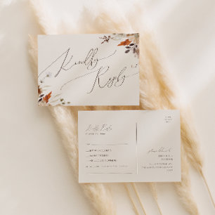 Boho Autumn Wildflower Beige Song Aanvraag RSVP Briefkaart