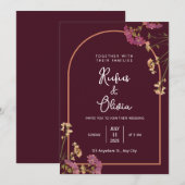 Boho Autumn Wildflower | Botanische bruiloft Kaart (Voorkant / Achterkant)