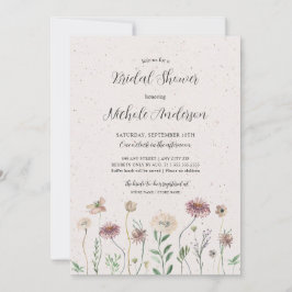 Boho Autumn Wildflower Bridal Shower Invitation Kaart
