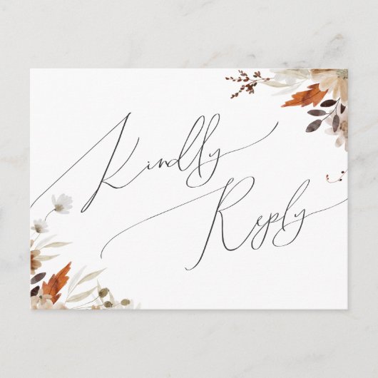 Boho Autumn Wildflower | Bruiloft RSVP Briefkaart (Voorkant)