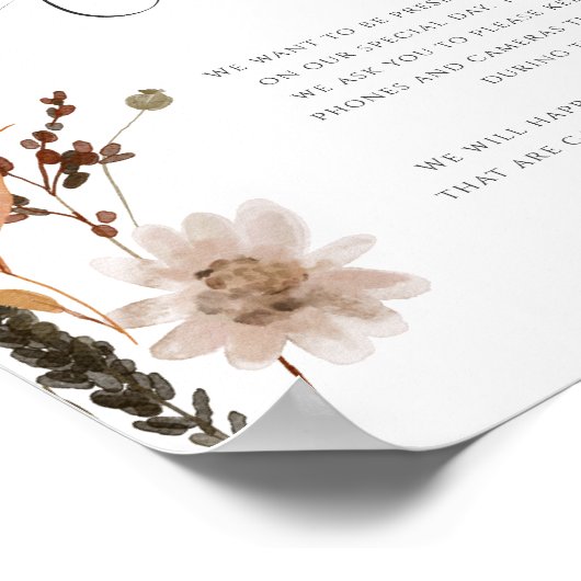 Boho Autumn Wildflower | Ceremonie zonder stopcont Poster (Hoek)