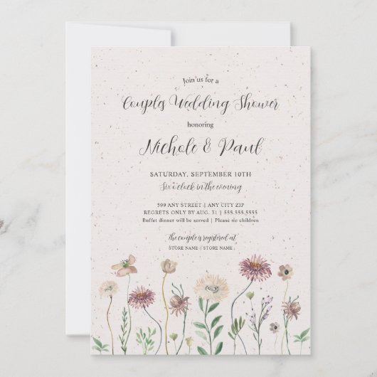 Boho Autumn Wildflower Couples Wedding Shower Kaart (Voorkant)