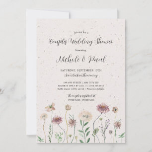 Boho Autumn Wildflower Couples Wedding Shower Kaart