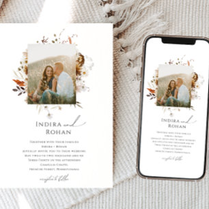 Boho Autumn Wildflower Foto Lijst bruiloft Kaart
