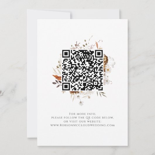 Boho Autumn Wildflower Foto | QR-code Save The Date (Achterkant)