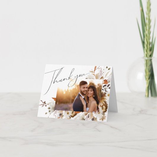 Boho Autumn Wildflower | Gevouwen foto Bedankkaart (Voorkant)