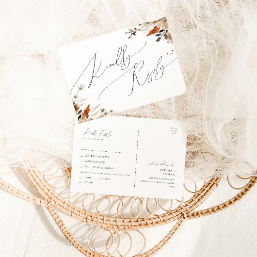 Boho Autumn Wildflower | Menu Keuze RSVP Briefkaar