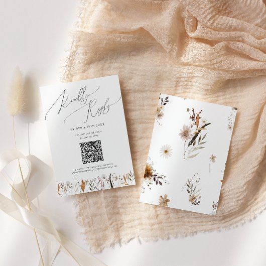 Boho Autumn Wildflower | QR-code RSVP-kaart RSVP Kaartje