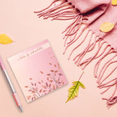 Boho Autumnal Pink Leaf aangepaste naam Notitieblok