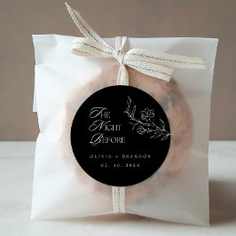 Boho avond voor repetitie diner zwart bruiloft ronde sticker