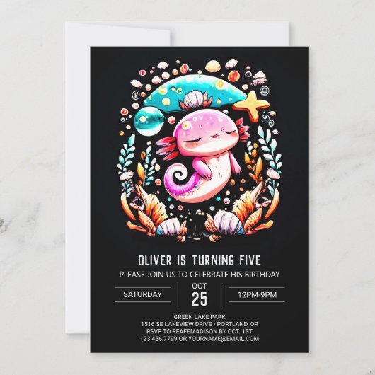Boho Axolotl aangepaste verjaardag Kaart (Voorkant)
