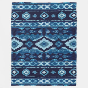 Boho Aztec Blauw gebreid ontwerp Fleece Deken