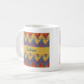 Boho Aztec Style Blue Red en Gold Koffiemok (Voorkant links)