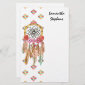 Boho Aztec Waterverf Native American Drocatcher Briefpapier (Voorkant / Achterkant)
