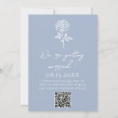 Boho Azure Blue Floral Botanical QR Code Wedding Kaart (Achterkant)