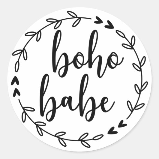 Boho Babe Wreath Ronde Sticker (Voorkant)