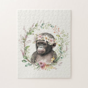 boho baby aap met wilde bloem legpuzzel