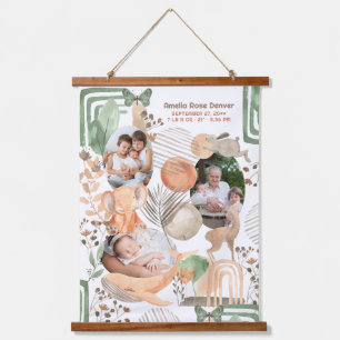 Boho Baby Animals 3 Foto Nursery Birth Stats Hang  Hangend Wandkleed