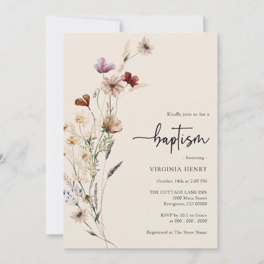 Boho Baby Baptême Invitation (Devant)