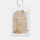Boho Baby Blue Pampas Grass Giraffe Hartelijk dank Cadeaulabel (Voorkant)
