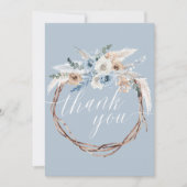 Boho Baby Blue Photo Mariage Carte de remerciement (Devant)