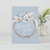 Boho Baby Blue Photo Mariage Carte de remerciement (Debout devant)