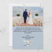 Boho Baby Blue Photo Mariage Carte de remerciement (Dos)